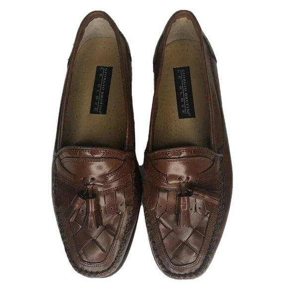 Mens GIORGIO BRUTINI Le Glove Loafers Brown Leather Kiltie Tassel Shoes Sz 8.5 main image 5